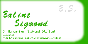 balint sigmond business card